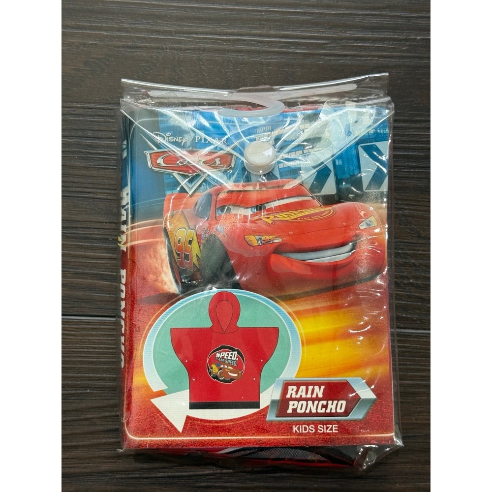 Disney Pixar Cars Lightning McQueen Kids Rain Poncho - Red, Kids Size